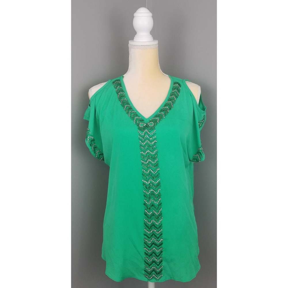 Romeo & Juliet Couture GossipGirl Green Beaded Top
